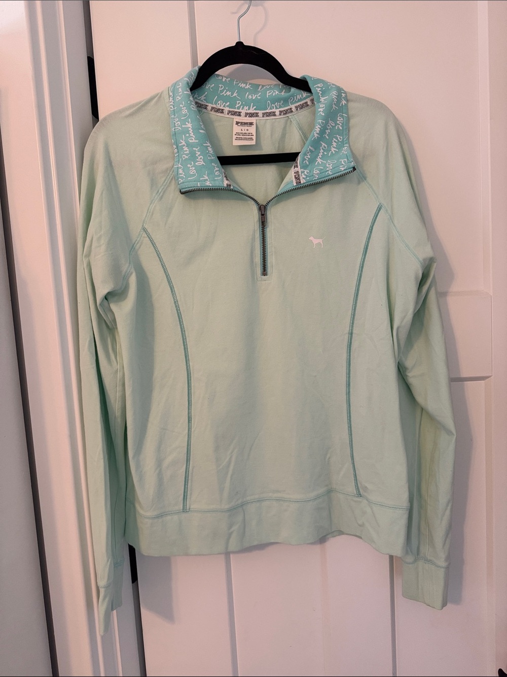 PINK Victoria's Secret Mint Green Quarter-Zip Pullover